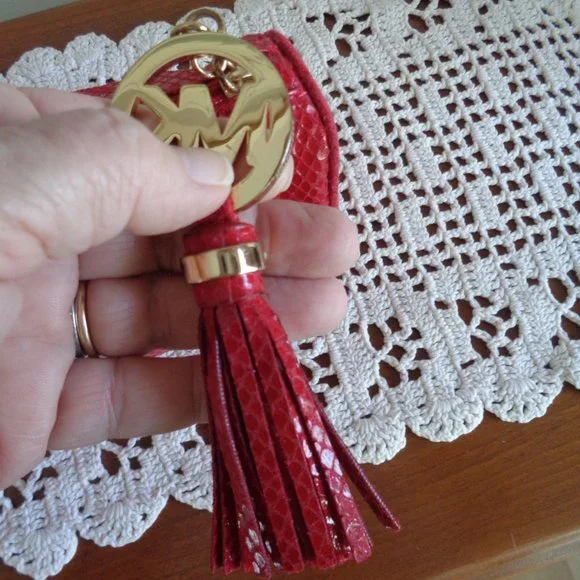 Michael Kors Clutch Evening Bag Cosmetic Case Make Up Pouch Red Snakeskin Look - Picture 7 of 12